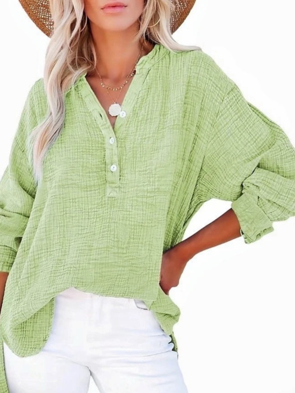 Dokotoo Green Gauze Tunic